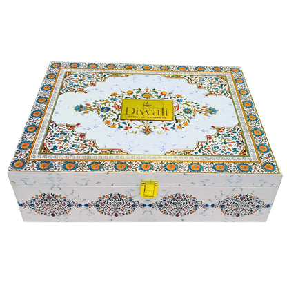 6-Jar White Marble Wooden Gift Box with Gold Foiling – Luxury Festival Packaging