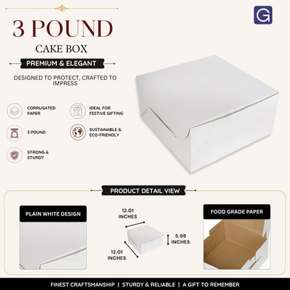 White 3 Pound Cake Box | Corrugated Bakery Packaging