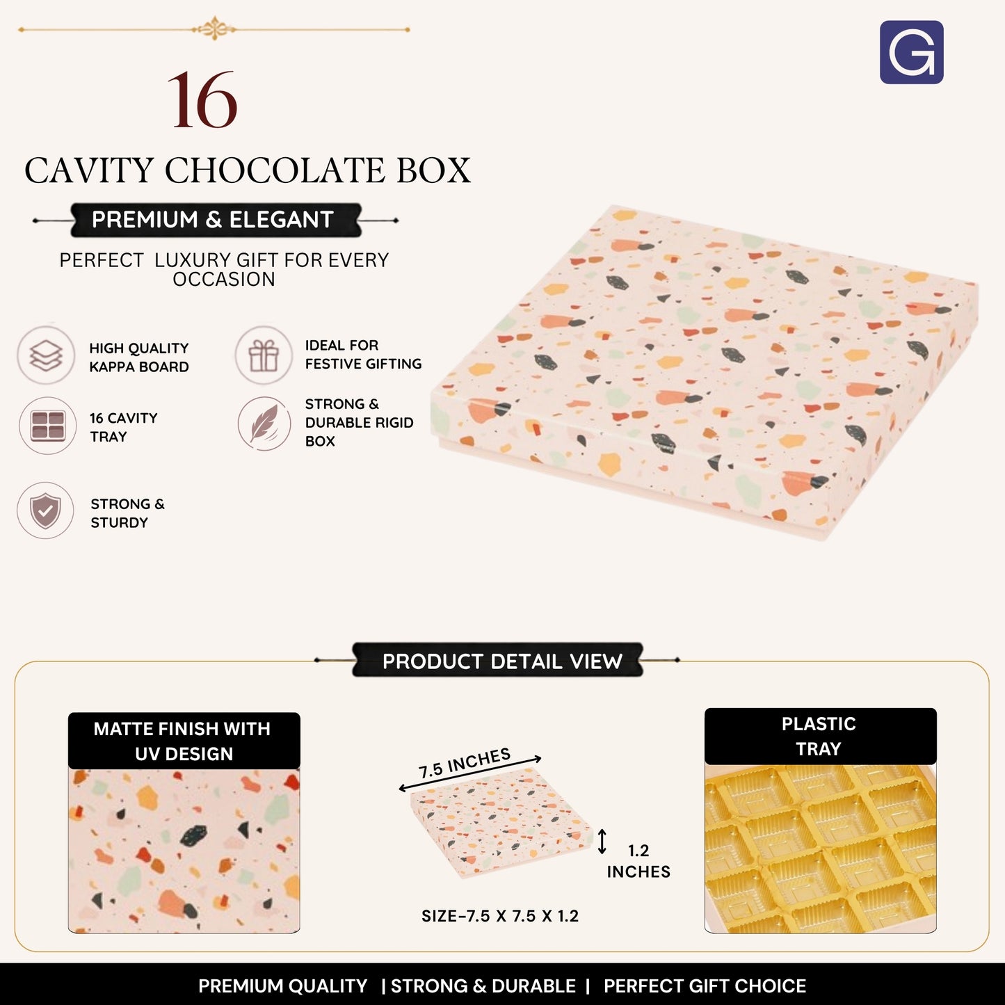 Stone Print 16 Cavity Chocolate Box
