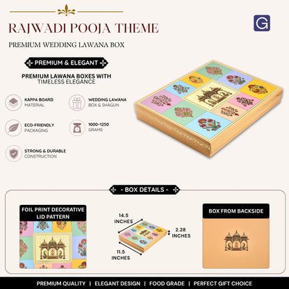 Rajwadi Pooja Theme Foil Print  Lawana Box  | Premium Shagun & Wedding Gift Box