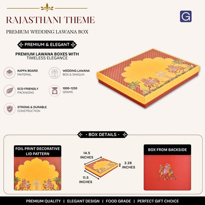 Rajasthani Theme Foil Print Lawana Box  | Premium Shagun & Wedding Gift Box