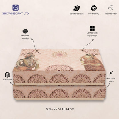 500 gm Radha Krishna Print 4 Line Premium Sweet Box | Grownex Packaging | Sweet Box
