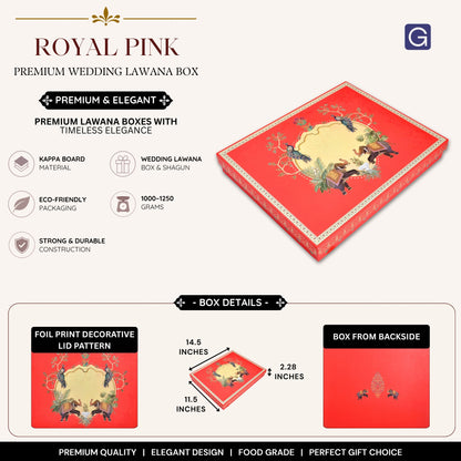 Royal Pink Foil Print Lawana Box  | Premium Shagun & Wedding Gift Box