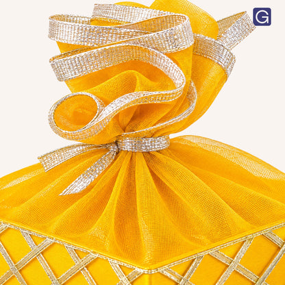 Square Lace Yellow Gift Basket  | Festive & Return Gift Packaging