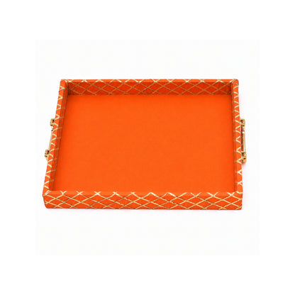 Traditional Orange Square Lace Hamper Tray