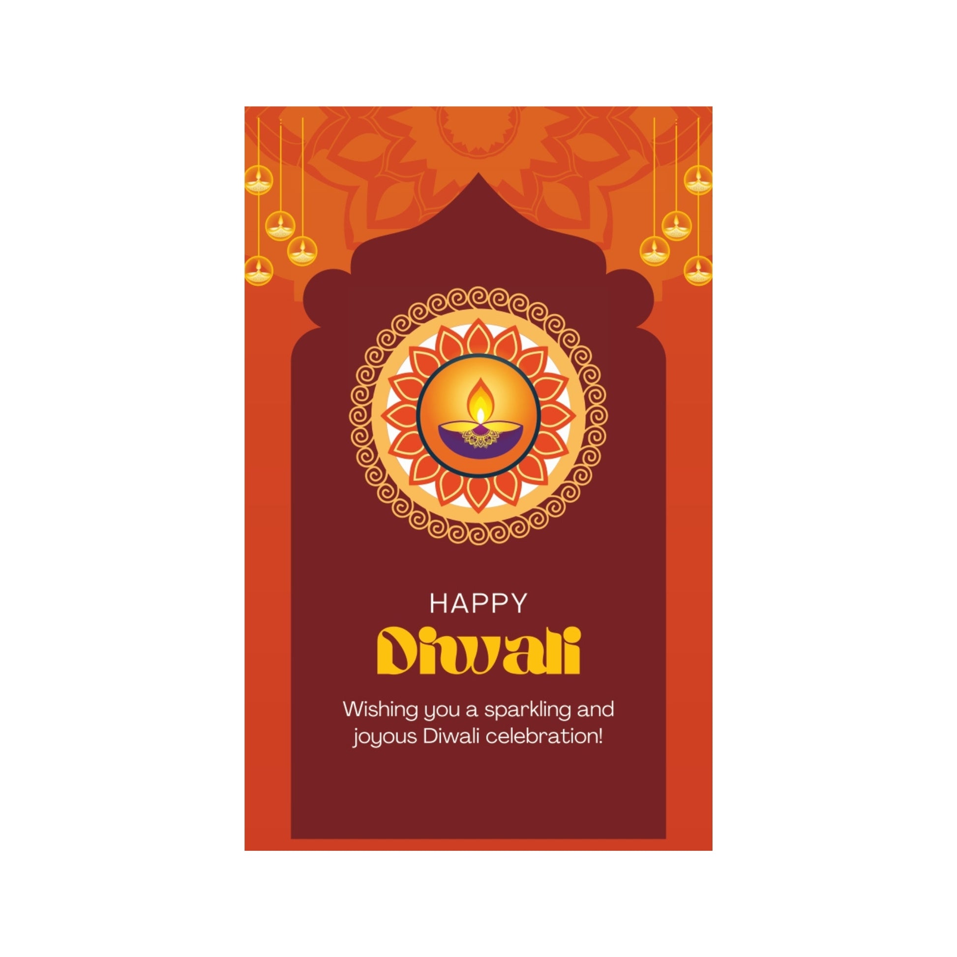 Happy Diwali Tag – Rangoli & Traditional Diya Sparkle Label | Grownex Packaging | Tags & Stickers