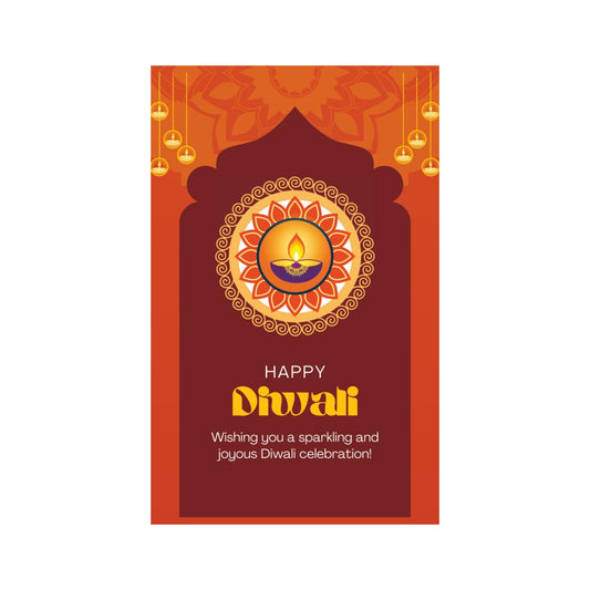 Happy Diwali Tag – Rangoli & Traditional Diya Sparkle Label | Grownex Packaging | Tags & Stickers