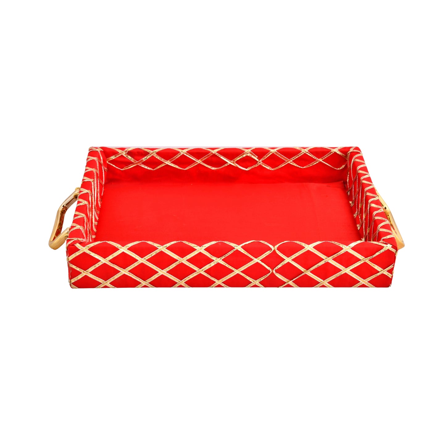 Traditional Red Wooden Square Lace Hamper Tray