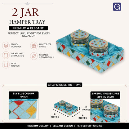 Sky Blue 2 Jar Open Tray (8x4x2 inches)
