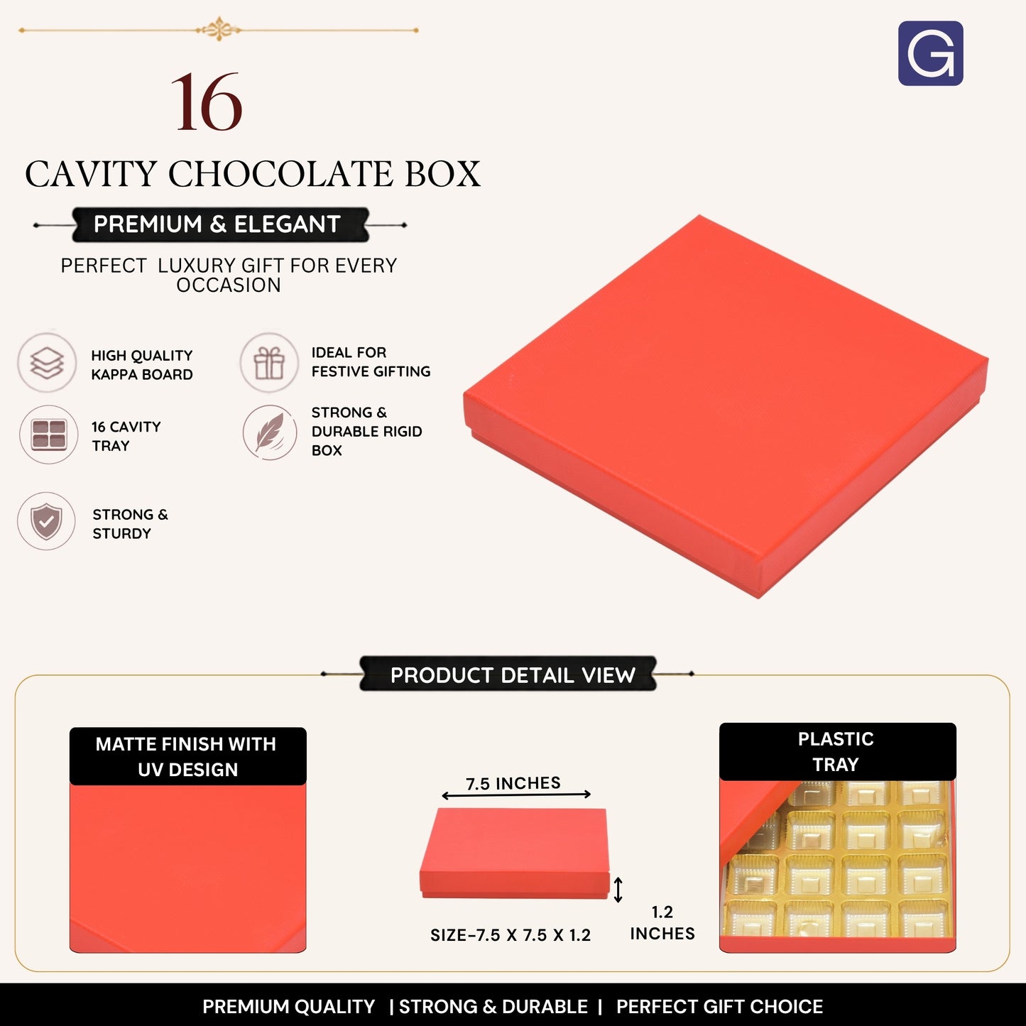 Red 16 Cavity Chocolate Box