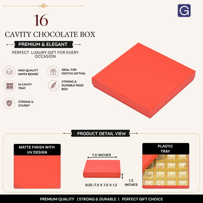 Red 16 Cavity Chocolate Box