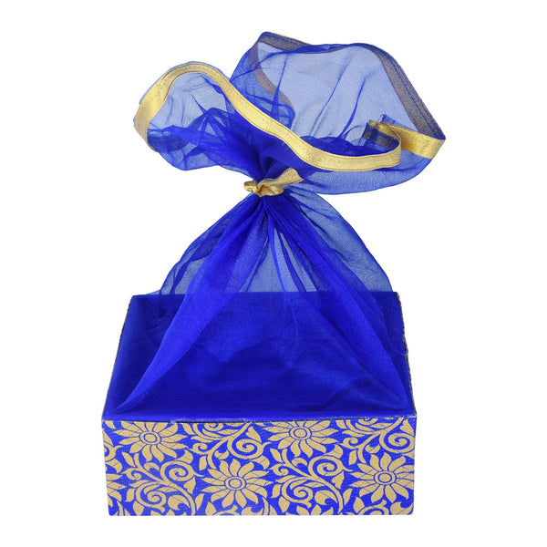 Floral Print Blue Gift Hamper Basket | Festive & Corporate Gift Packaging