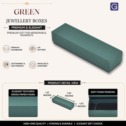 Green Necklace & Chain Gift Box | 20 x 3.5 x 4 cm