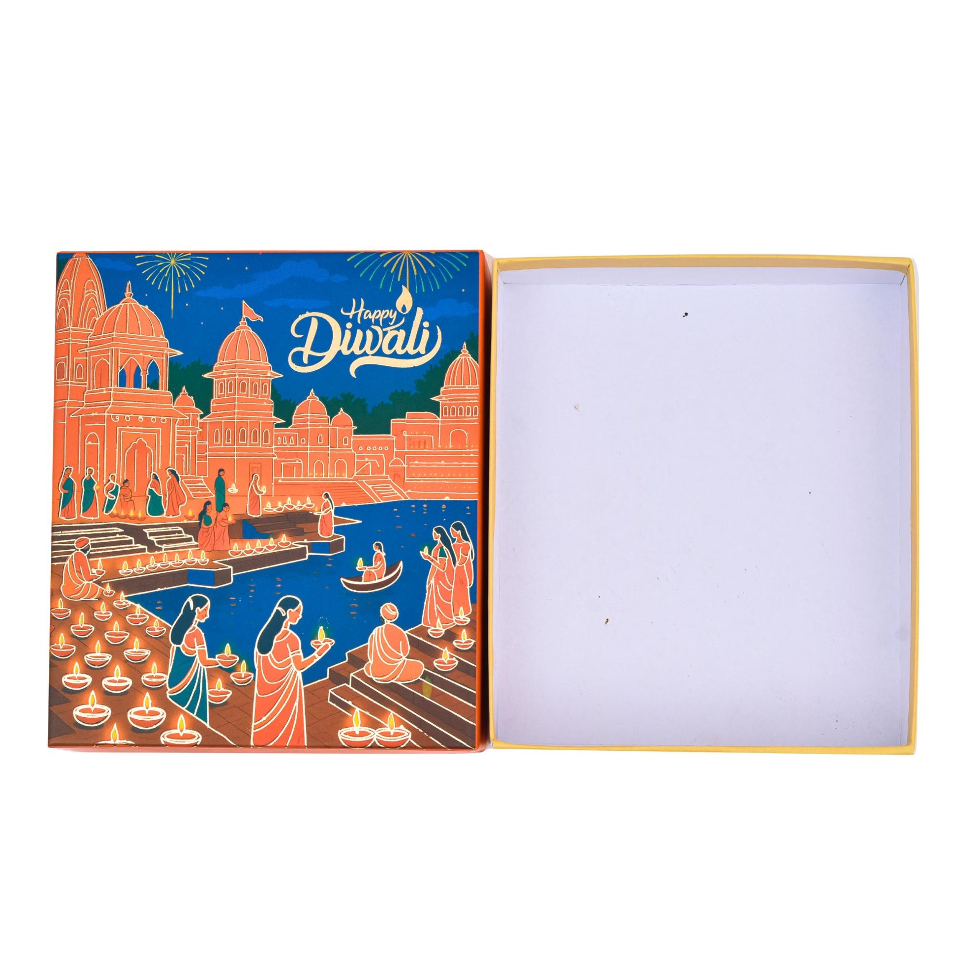 Diwali Celebration Hamper Gift Box with Temple & Ghat Design | Grownex Packaging | Hamper Box