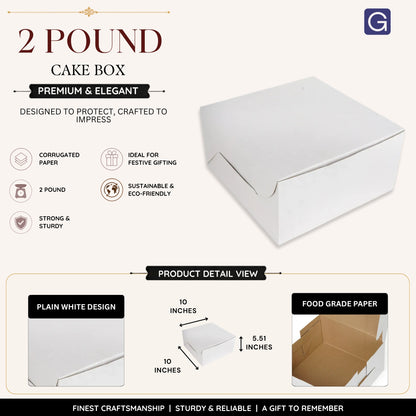 White 2 Pound Cake Box | Corrugated Bakery Packaging