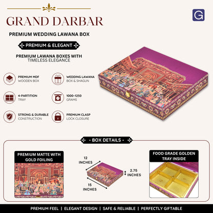 Grand Darbar Theme Wooden Bhaji Box  | Premium Shagun & Wedding Gift Box