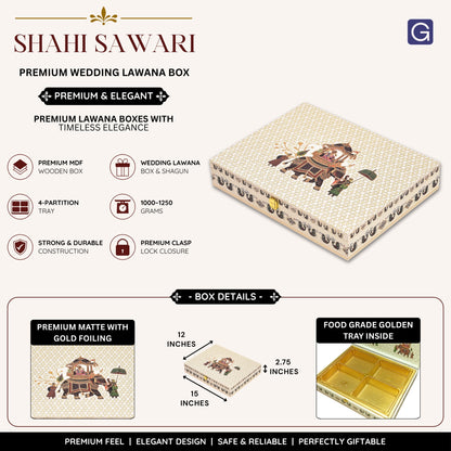 Shahi Sawari Theme Wooden Bhaji Box  | Premium Shagun & Wedding Gift Box