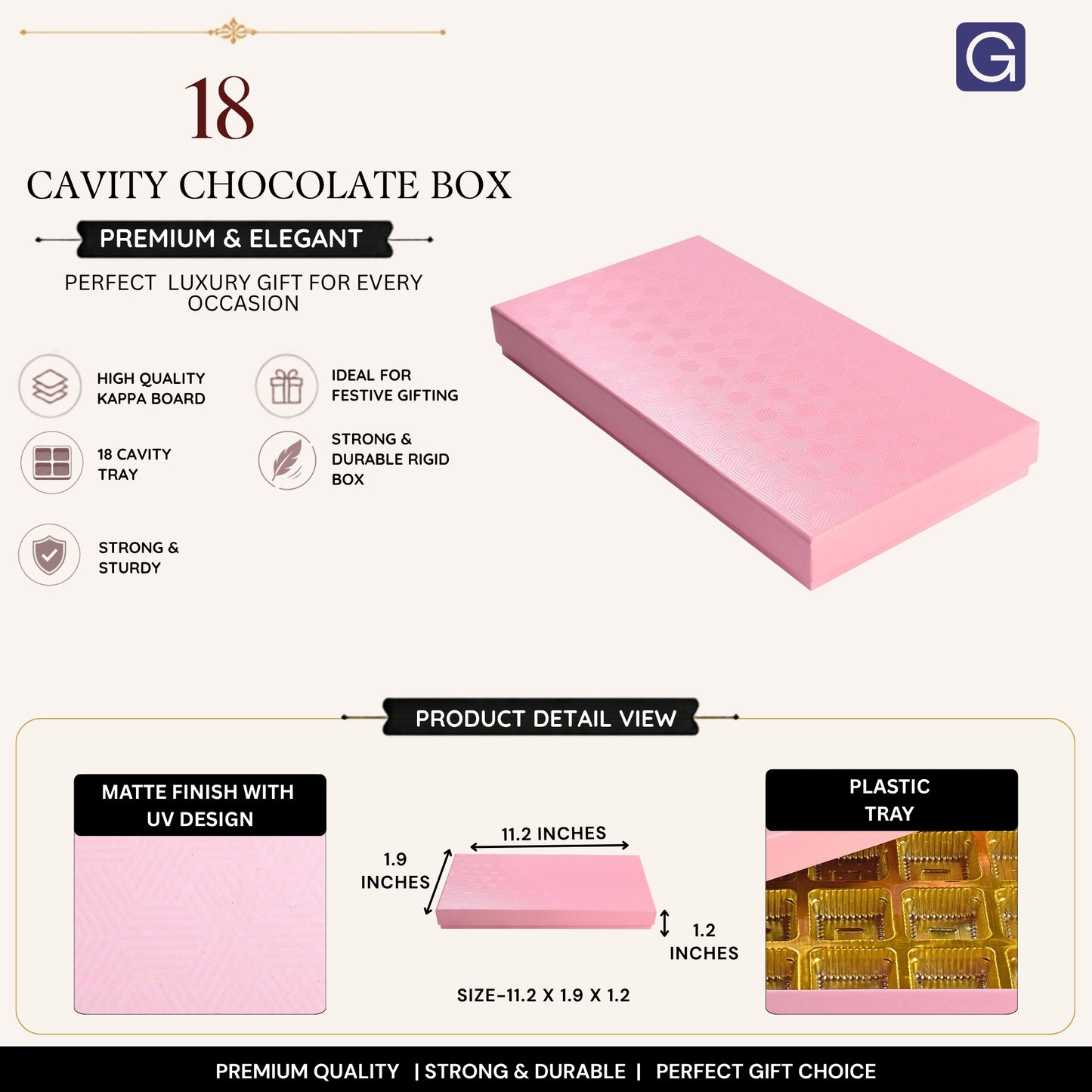 Baby Pink 18 Cavity Chocolate Box