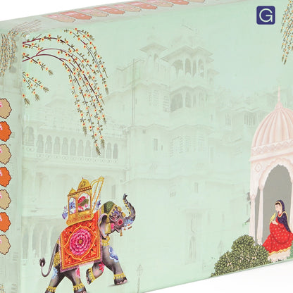 Green Elephant 4 Line Sweet Box | 500gm Premium Mithai Festival Gift Packaging