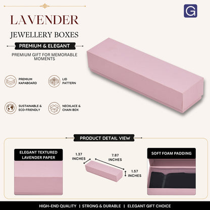 Lavender Jewellery Gift Box for Chains | 20 x 3.5 x 4 cm