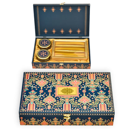 Blue Floral Regal Wooden Box | Grownex Packaging | wooden box