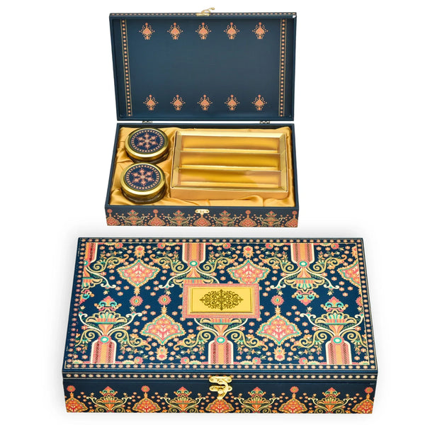 Customized Blue Floral Regal Personalized Wedding & Premium Gift Packaging | Grownex Packaging | wooden box