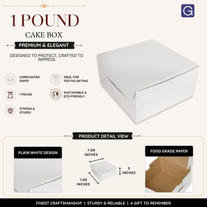 White 1 Pound Cake Box | Corrugated Bakery Packaging