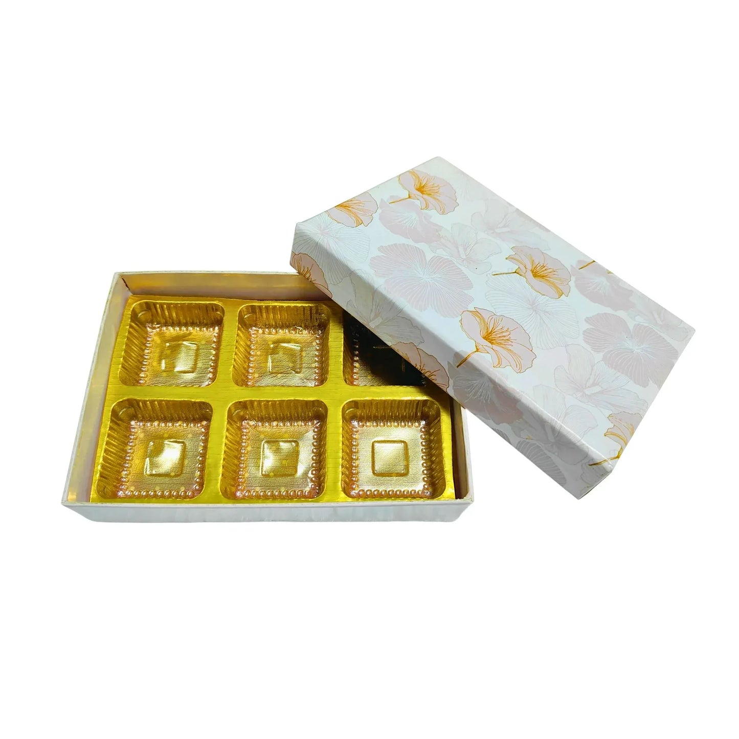 6 Cavity Floral Chocolate Box – Premium Food Safe Sweet & Chocolate Packaging Box | Grownex Packaging | Chocolate Box