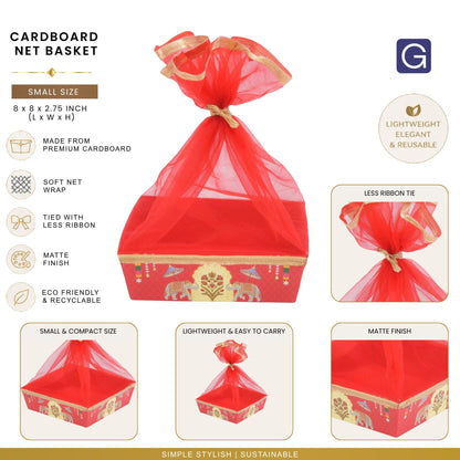 Red Elephant Print Gift Hamper Basket | Wedding & Return Gift Basket