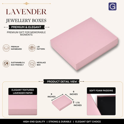 Lavender Jewellery Gift Box for Necklaces | 20.32 × 15.24 × 4.45 cm