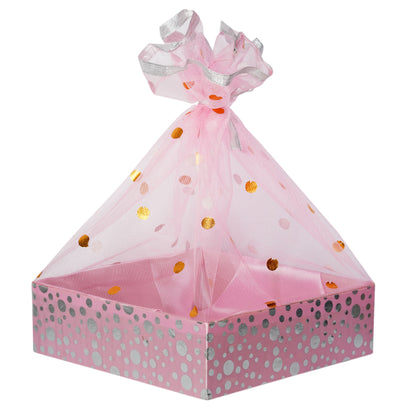 4 Jar Hamper Basket Polka Pink