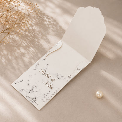 Personalised White Marble Premium Design Envelope 16x8.89 cm