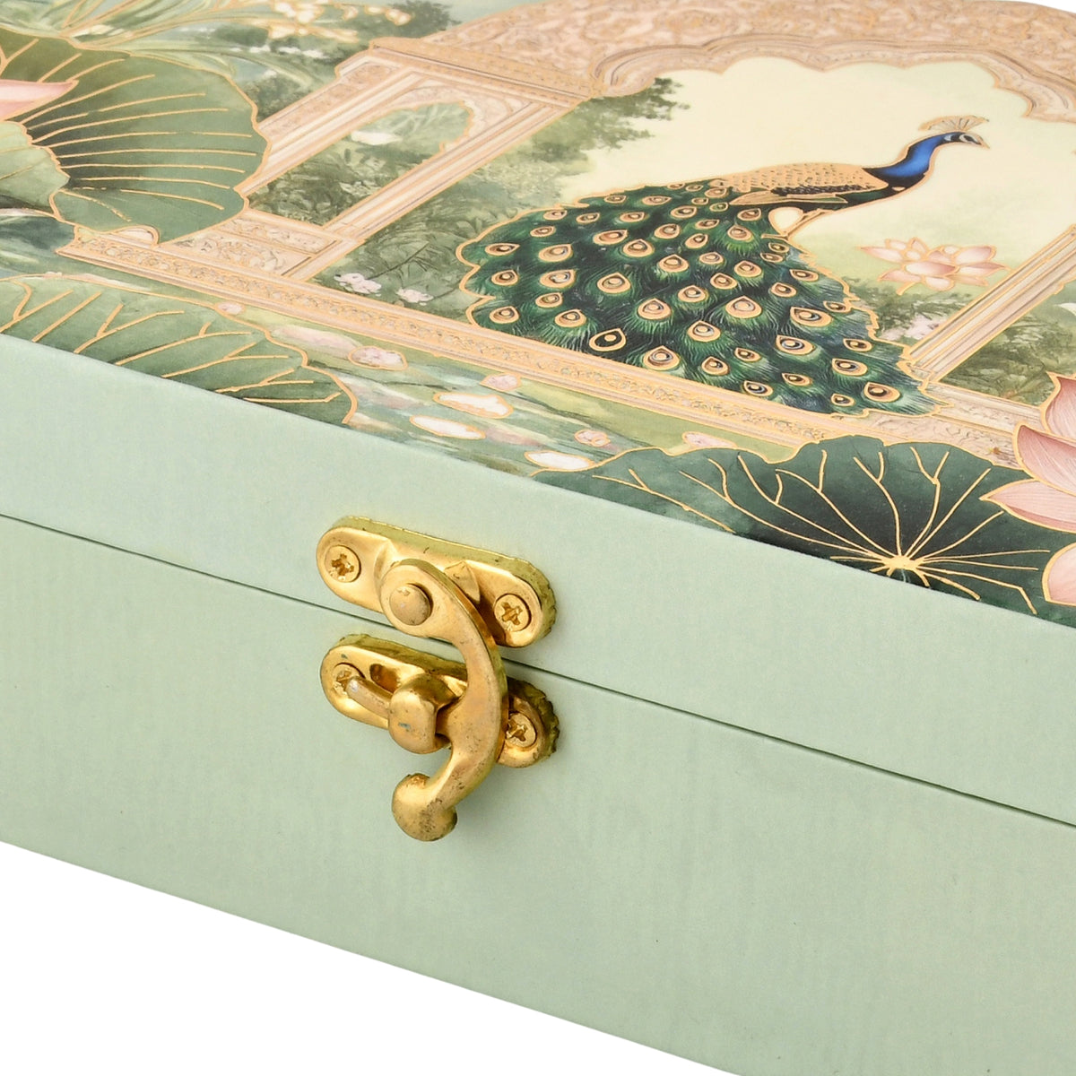 Lotus with Peacock Premium Wooden Sweet Box | 500gm Festive Gifting Box