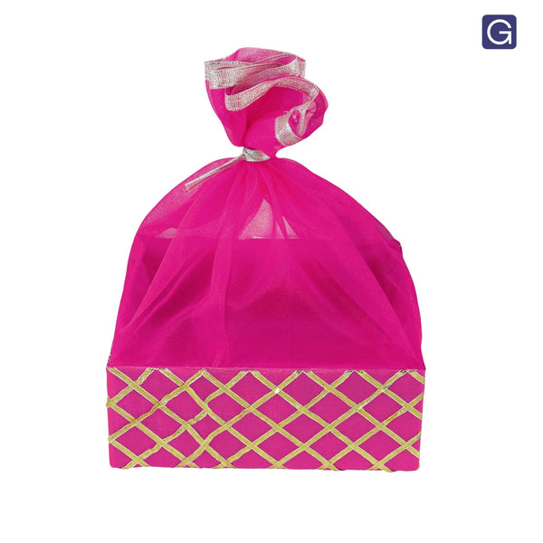 Square Lace Rani Pink Gift Basket - Front View | Grownex Packaging