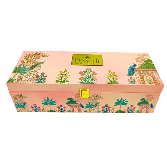 Premium Diwali Gift Box with Dry Fruits – Wooden Reusable Festive Box with 3 Jars (Shubh Diwali Edition) | Grownex Packaging | wooden box