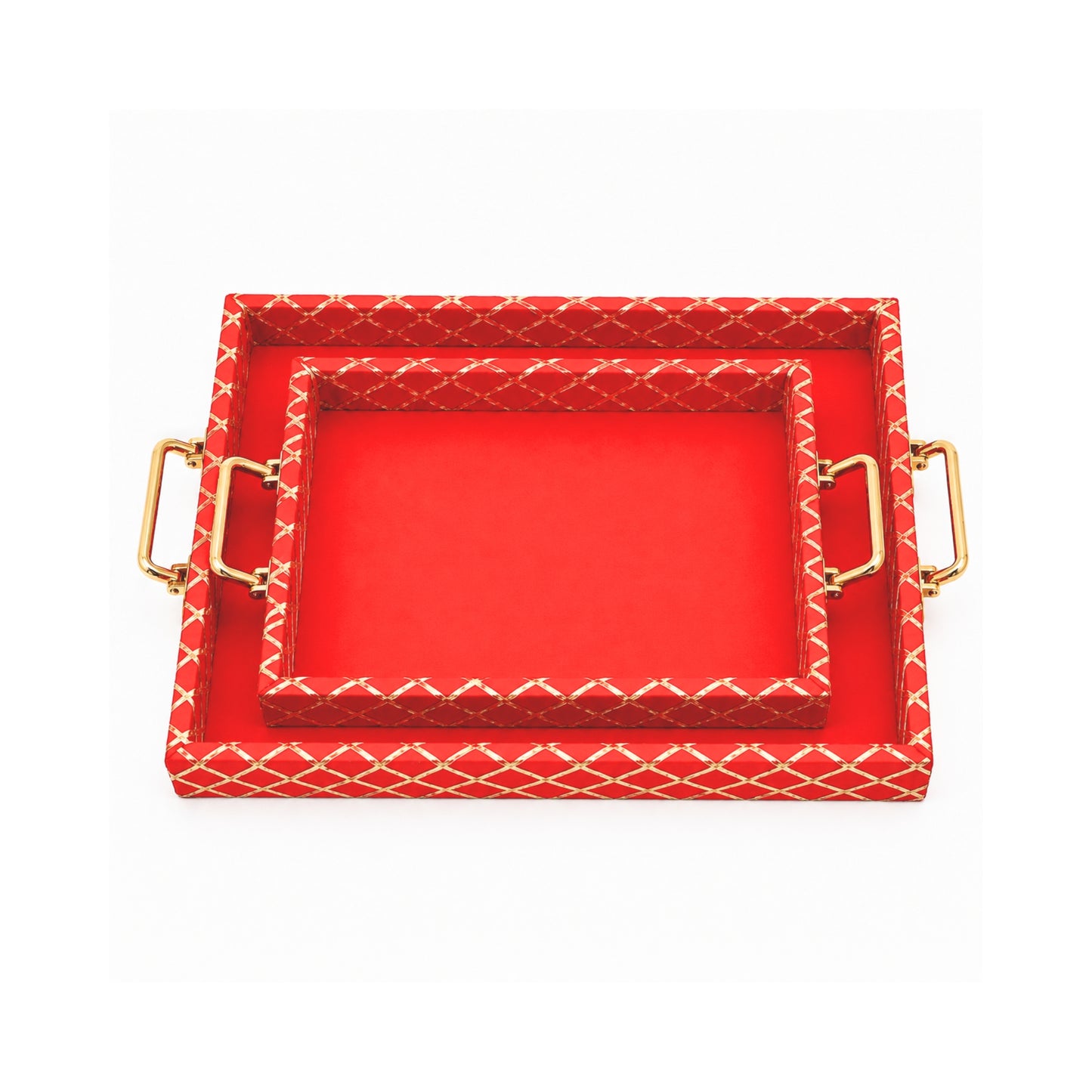 Traditional Red Wooden Square Lace Hamper Tray