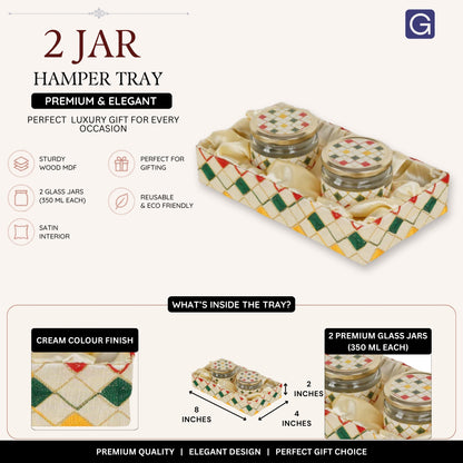 Cream 2 Jar Open Basket Tray (8x4x2 inches)