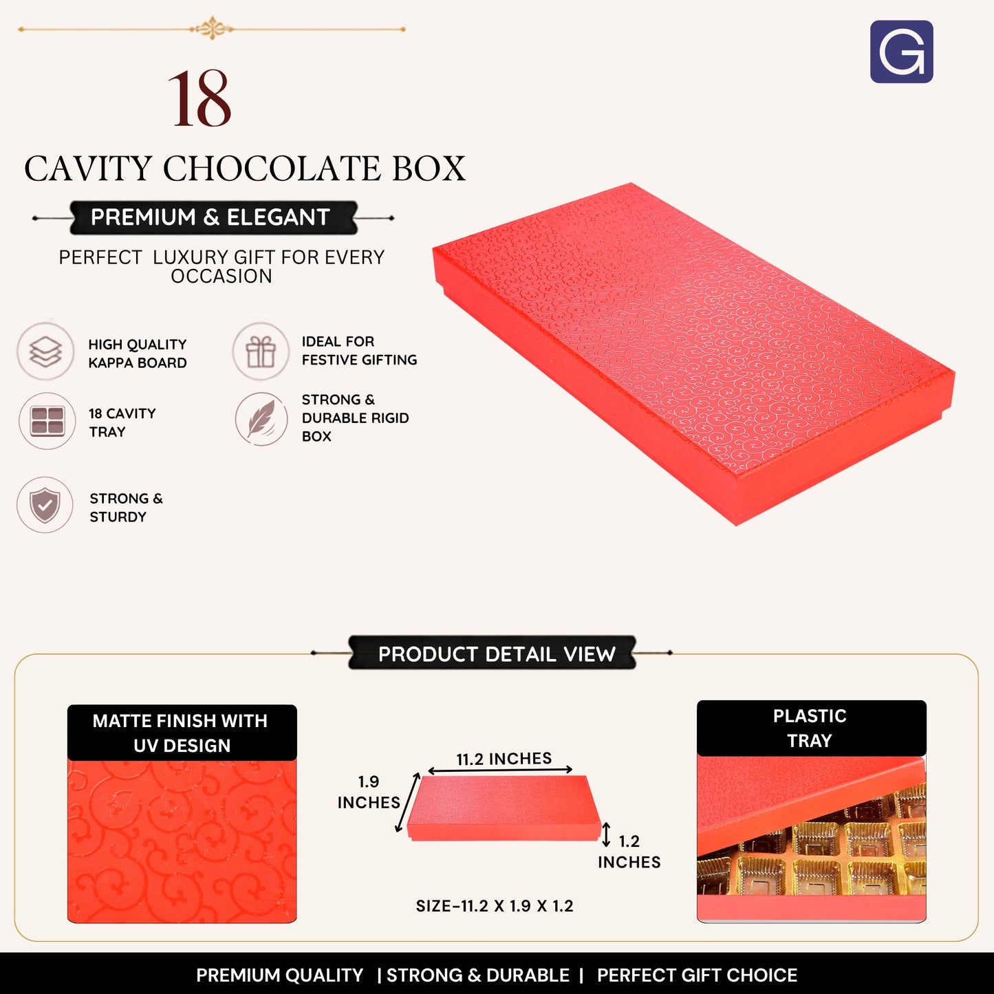 Red 18 Cavity Chocolate Box