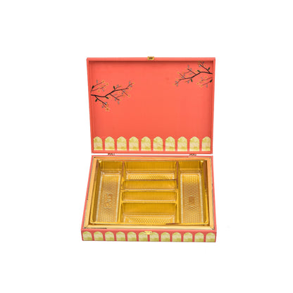 Floral Haven Theme Wooden Bhaji Box  | Premium Shagun & Wedding Gift Box