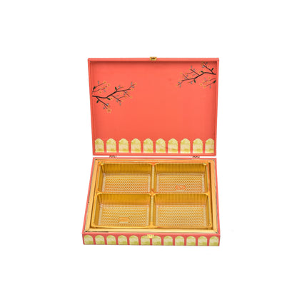Floral Haven Theme Wooden Bhaji Box  | Premium Shagun & Wedding Gift Box