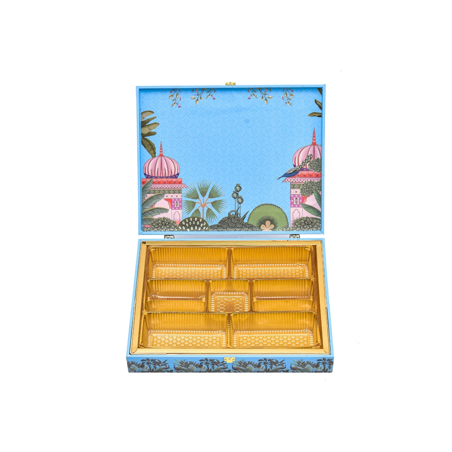 Mor Mahal Theme Wooden Bhaji Box  | Premium Shagun & Wedding Gift Box