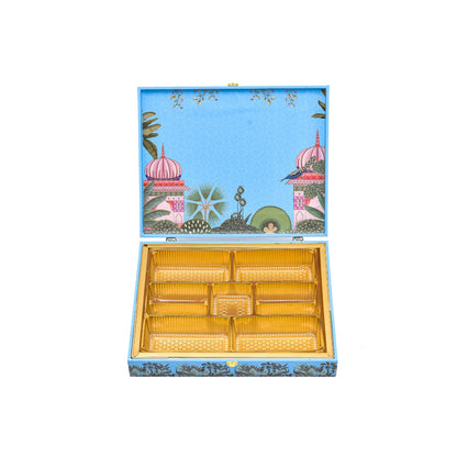 Mor Mahal Theme Wooden Bhaji Box  | Premium Shagun & Wedding Gift Box