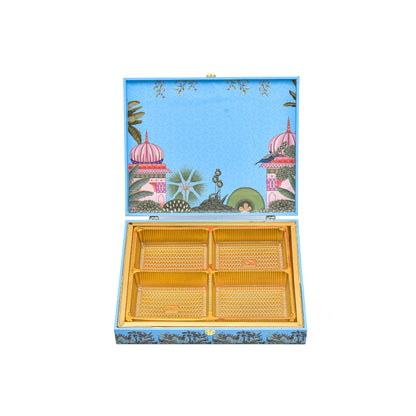 Mor Mahal Theme Wooden Bhaji Box  | Premium Shagun & Wedding Gift Box