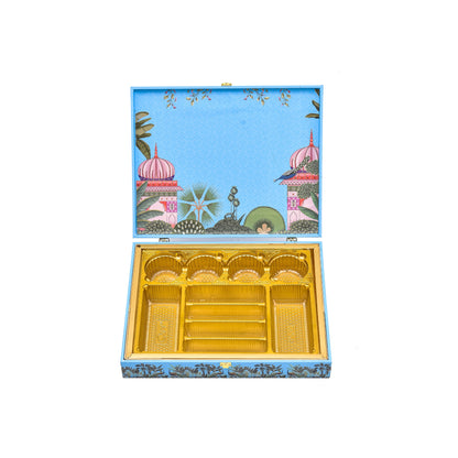 Mor Mahal Theme Wooden Bhaji Box  | Premium Shagun & Wedding Gift Box