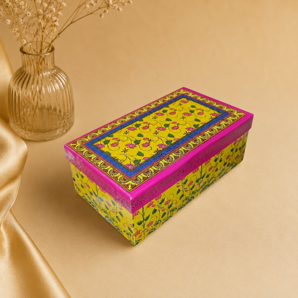 Floral Yellow Laddoo and Sweet Box 2 piece