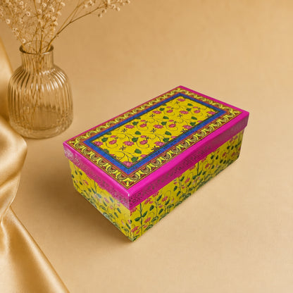 Floral Yellow Laddoo and Sweet Box 2 piece