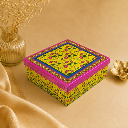 Floral Yellow Laddoo and Sweet Box 4 piece