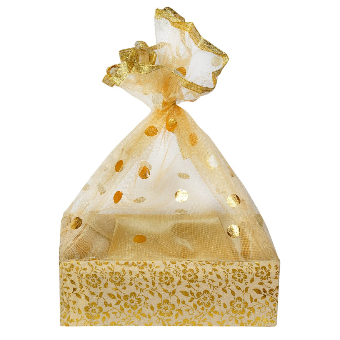Floral Gold Gift Hamper Basket | Grownex Packaging | Basket & Tray