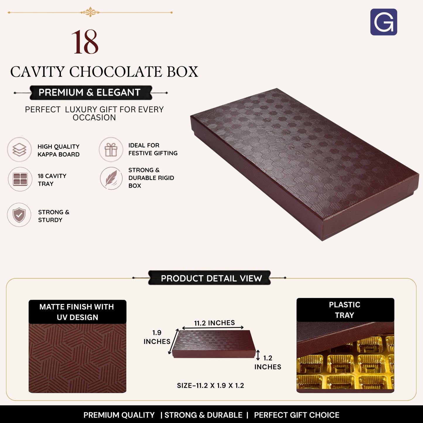 Brown 18 Cavity Chocolate Box