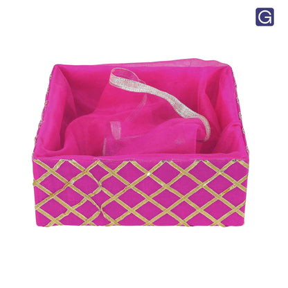 Square Lace Rani Pink Gift Basket  | Wedding & Return Gift Packaging